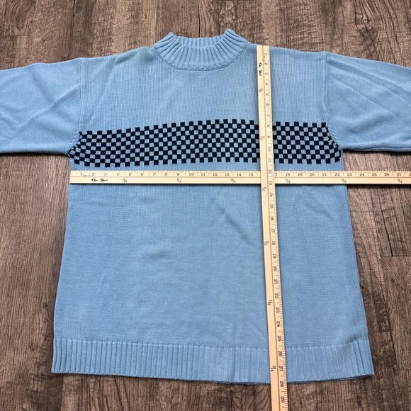 Vintage Y2K MGMX Checkered Mock Neck Acrylic Sweater Hip Hop Skater - Picture 3 of 6